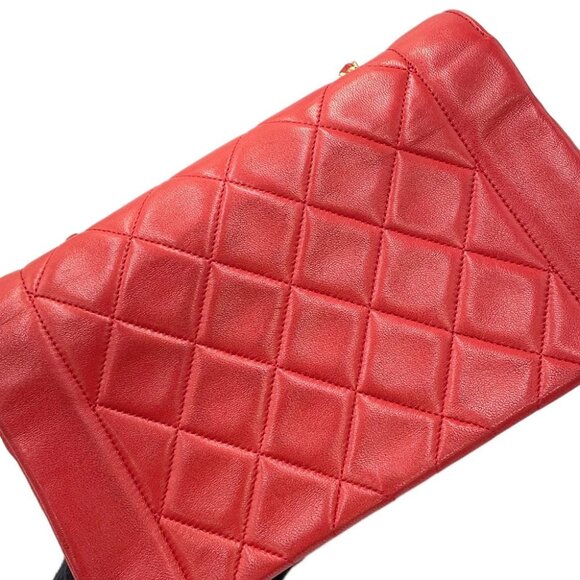 CHANEL Diana ChainShoulder Bag Size 22 Lambskin Red A01164 - Picture 10 of 14